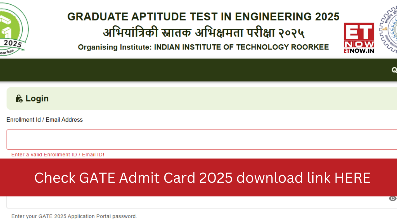 GATE admit card download link at gate2025.iitr.ac.in; Check login