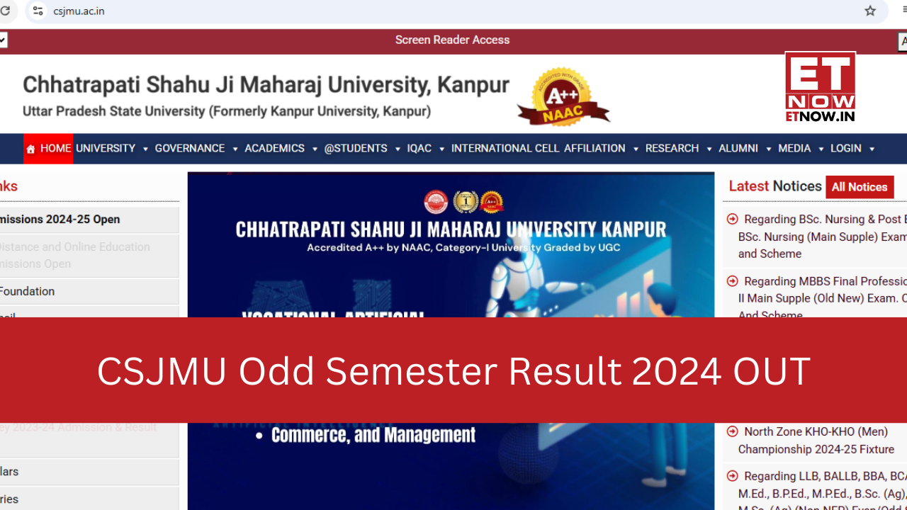 CSJMU result 2024 out at csjmu.ac.in for odd semester; Know how to ...