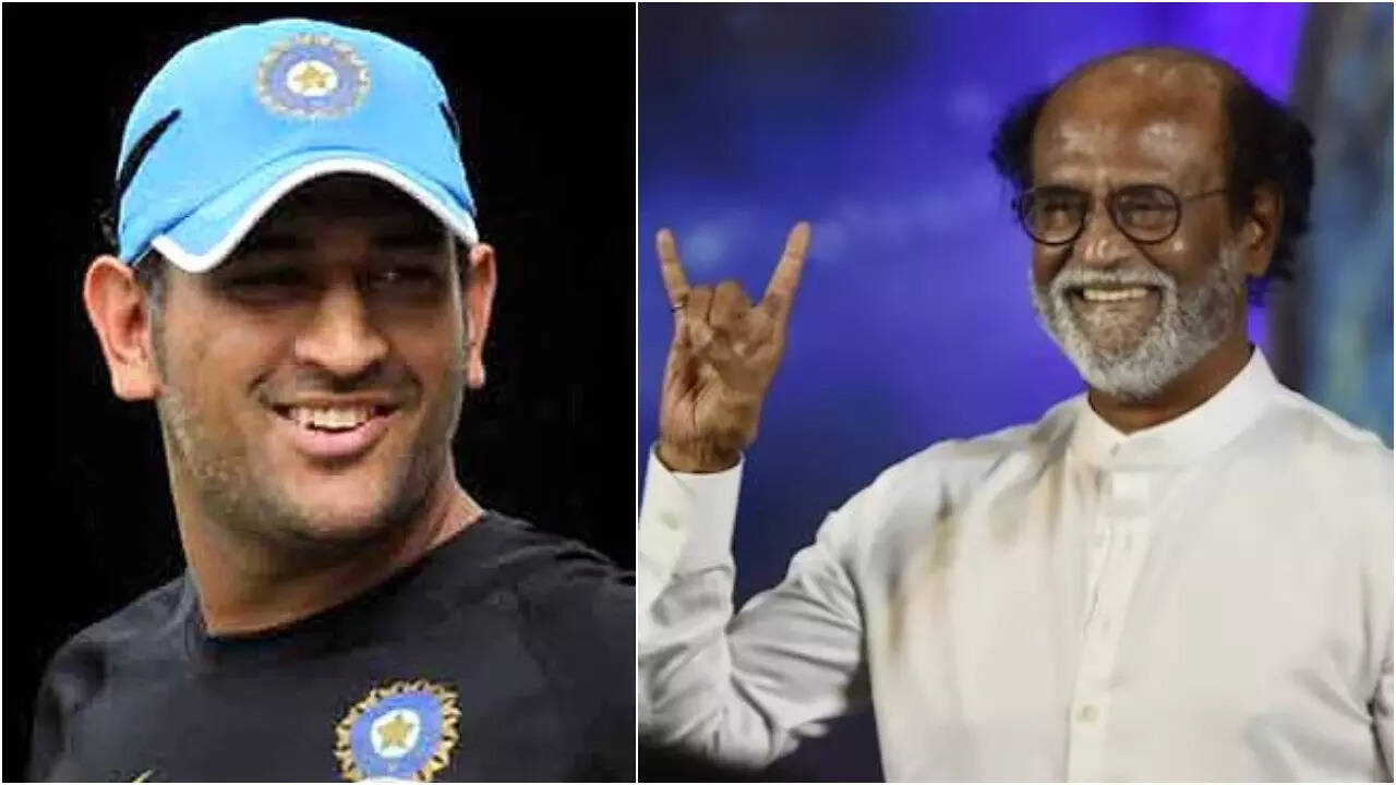 Ipl 2023 Csk Captain Dhoni Reacts To His Iconic Image Posing Like Thalaiva Rajinikanth Here Ipl 2023 Csk Captain Dhoni Reacts To His Iconic Image Posing Like Thalaiva Rajinikanth Here