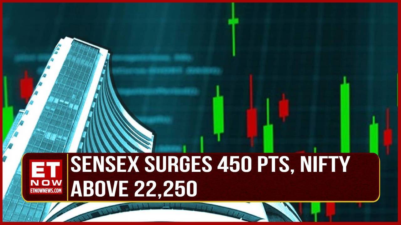 Sensex Surges 450 Pts Nifty Above 22 250 Ireda Jumps 10 Voda Idea